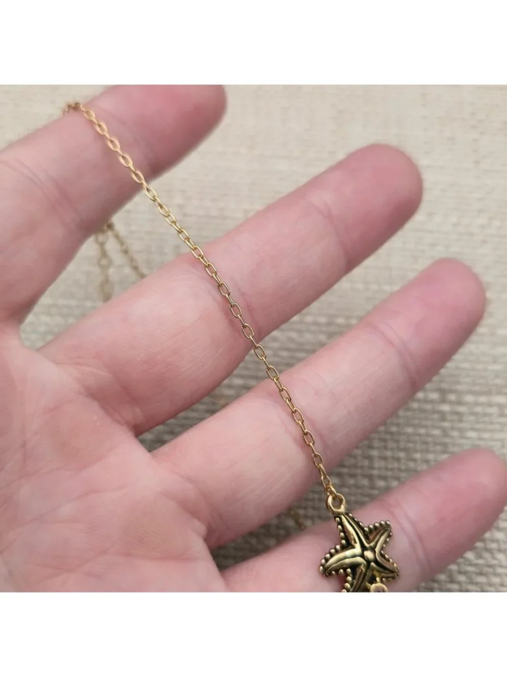 10 Inch Gold Over Sterling Silver Starfish Anklet Bracelet A8155